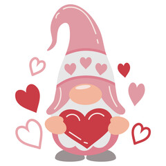 Valentine gnome vector cartoon illustration