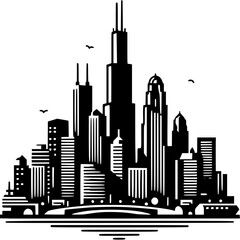 Fototapeta premium Chicago Skyline Icon Vector