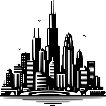 Chicago Skyline Icon Vector