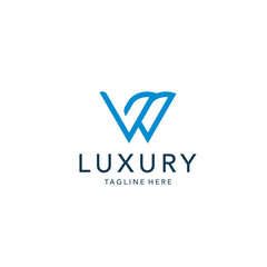 A simple line art nature vw logo design identity template elements