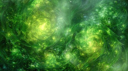 Abstract Green And Yellow Cosmic Nebula
