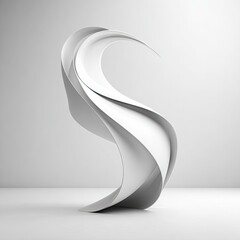 Abstract White Sculpture With Swirling Forms In Minimalist Style