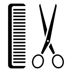 Comb and scissors, barbershop glyph solid icon