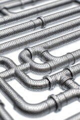 Detailed Closeup Of Interconnected Metal Pipes