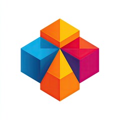 Colorful Geometric Cube Composition