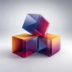 Abstract Colorful Gradient Cubes Composition