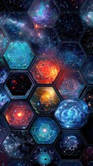 Abstract Colorful Space Hexagon Pattern