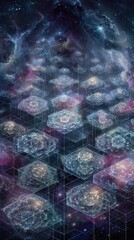 Abstract Digital Space Cubes In Galaxy