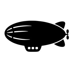 A filled glyph of a zeppelin or blimp, stylized and simple © Abayal