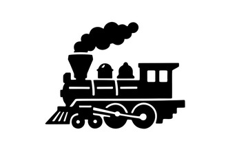 A solid black glyph icon of a vintage steam locomotive © Abayal
