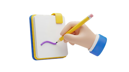 3D Hand Signing Document with Pencil