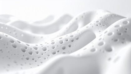 Close-up of white, foamy, textured liquid in undulating waves