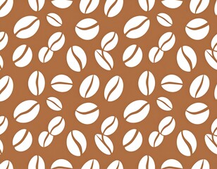 Artistic, seamless repeating coffee bean pattern, in brown and white