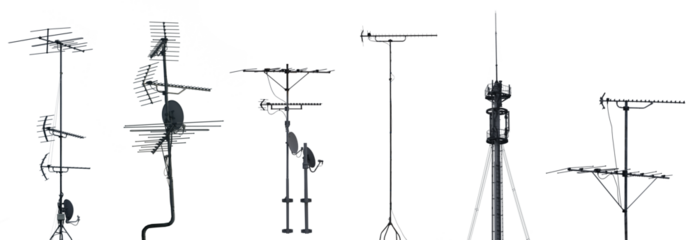 Rooftop Television and Communication Antennas Kit Isolated PNG
