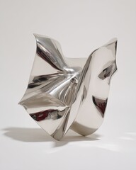Abstract Metal Sculpture With Folded Form