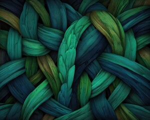 Intricate Intertwined Teal Green And Gold Abstract Pattern