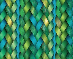 Abstract Geometric Pattern With Green Blue And Yellow Tones