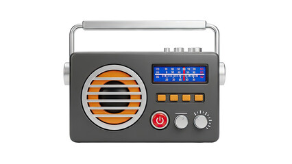 Retro Portable Radio with Orange Speaker Grill and Tuning Dial