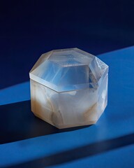 Octagonal Agate Box On Blue Background