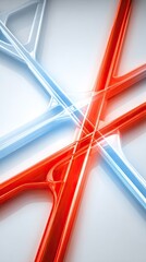 Abstract Design Red And Blue Lines On White Background