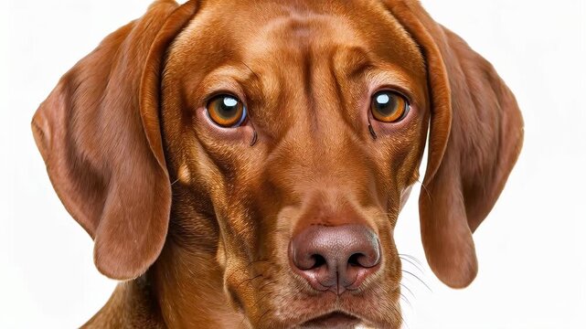 Loyal Gaze: A close-up shot of a Vizsla dog with a stunning reddish-brown coat, conveying trustworthiness and companionship.