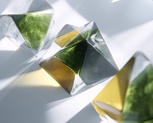 Abstract Geometric Shapes With Transparent Glass Colors