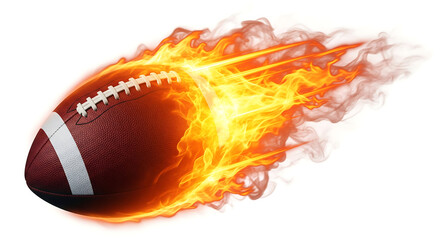 Fiery Football Illustration - Dynamic Render of a Flaming American Football, Perfect for Sports Themes