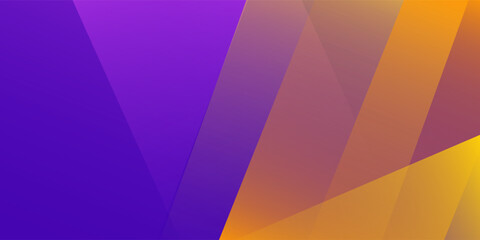 Purple and yellow abstract banner with diagonal geometric shapes. Modern orange and violet vector wide background design template for cover, poster, promotion, banner. Vector illustration