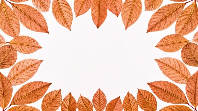 Autumn leaves frame a bright white space, ideal for seasonal designs.