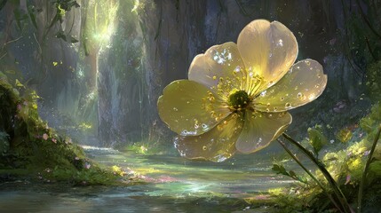 Glowing Flower In A Magical Forest