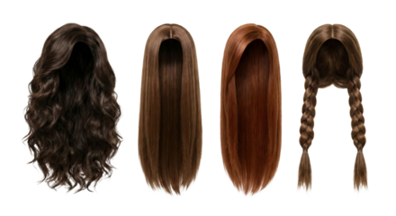 Four Different Hairstyles: Wavy, Straight, Long, and Braids