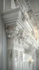 Ornate White Fireplace Surround With Gold Accents