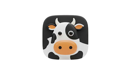 Fototapeta premium 3D Cartoon Cow Icon