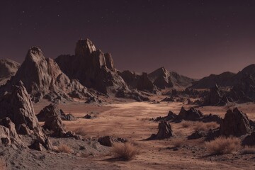 Alien Planet Landscape At Night