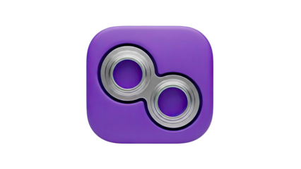 Purple rounded square icon with metallic infinity symbol
