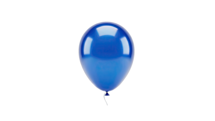 Single Blue Balloon with String on White Background