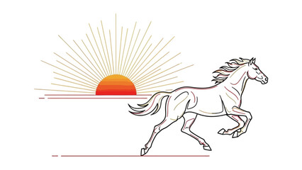 horse running at sunrise