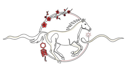 running horse with flowers