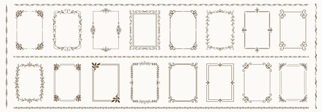 Elegant vintage vector decorative frames set with floral ornaments and borders, perfect for invitations, certificates, branding, and luxury design.