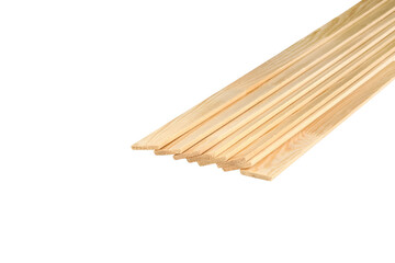 Collection of wooden strips for crafting and construction