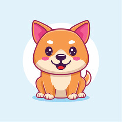 Cute Cartoon Dog Character Illustration.