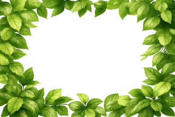 Green leaves forming a natural border and organic frame, capturing fresh foliage and botanical elements, with a transparent background