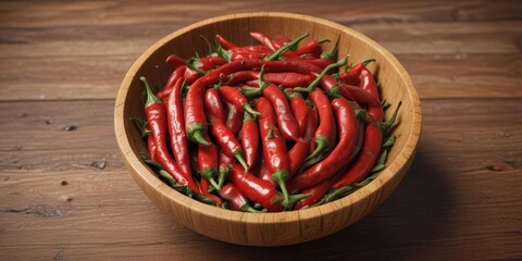 Red hot chili peppers in a wooden bamboo bowl,  bowl,  food,  kitchen