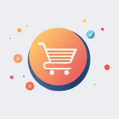 Shopping cart symbol against colorful background for commercial use