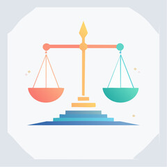 Balance scale icon with gradient colors on a white background representing justice