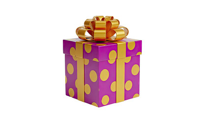 Obraz premium Purple Gift Box with Gold Polka Dots and Bow