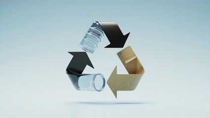 3D Recycle Symbol Made of Mixed Materials