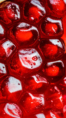 Close up pomegranate seeds showing juicy fruit surface and natural organic texture