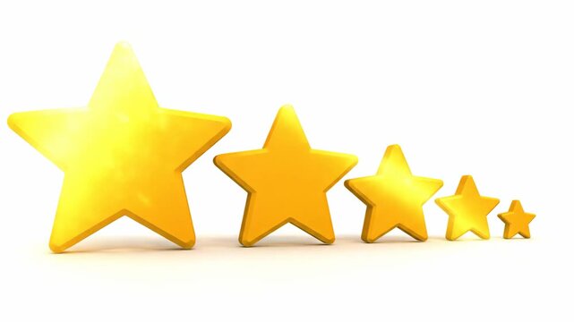 Golden star rating symbols in sequence.
