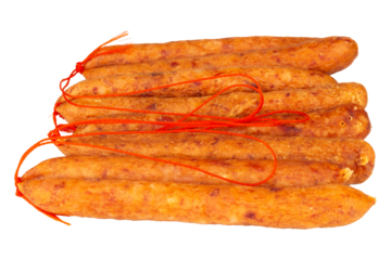Thai pork sausage isolated on a white background